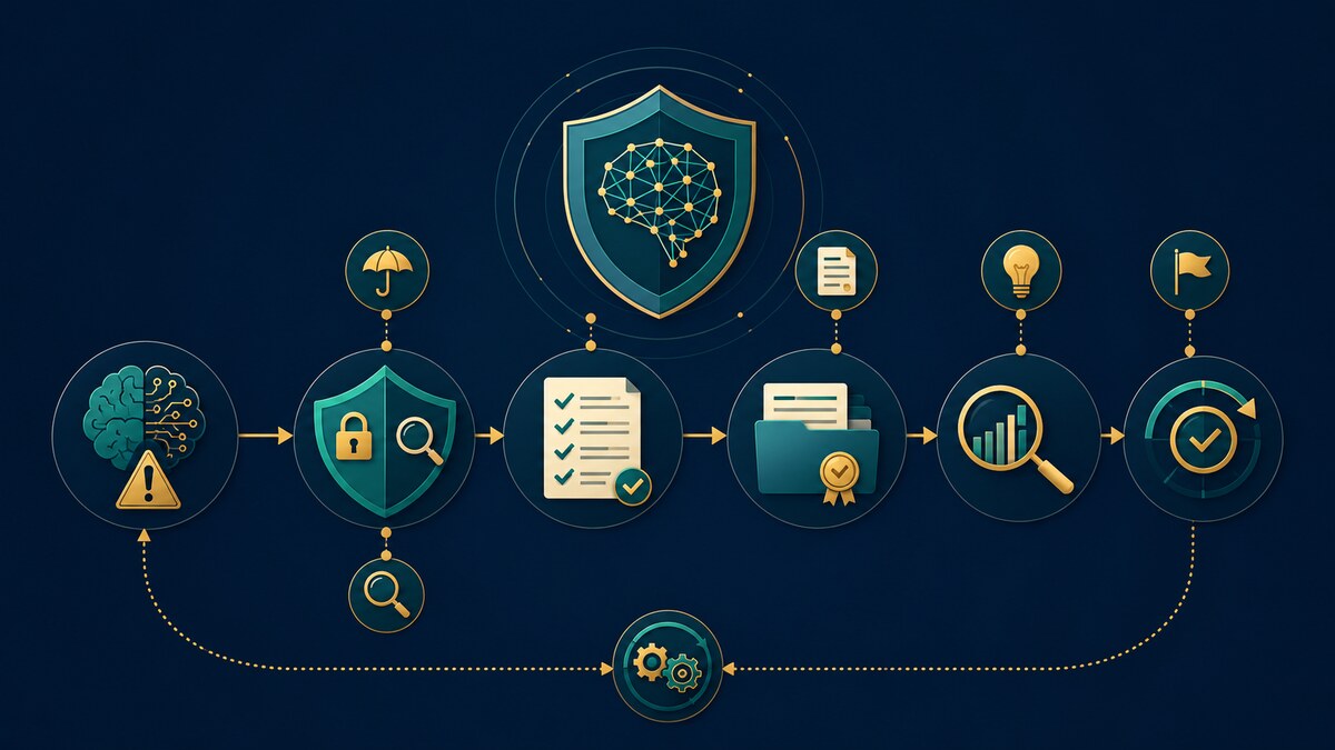 AI Controls Analyst career guide illustration: Mapping AI risks to controls, testing whether controls operate as intended, documenting ev
