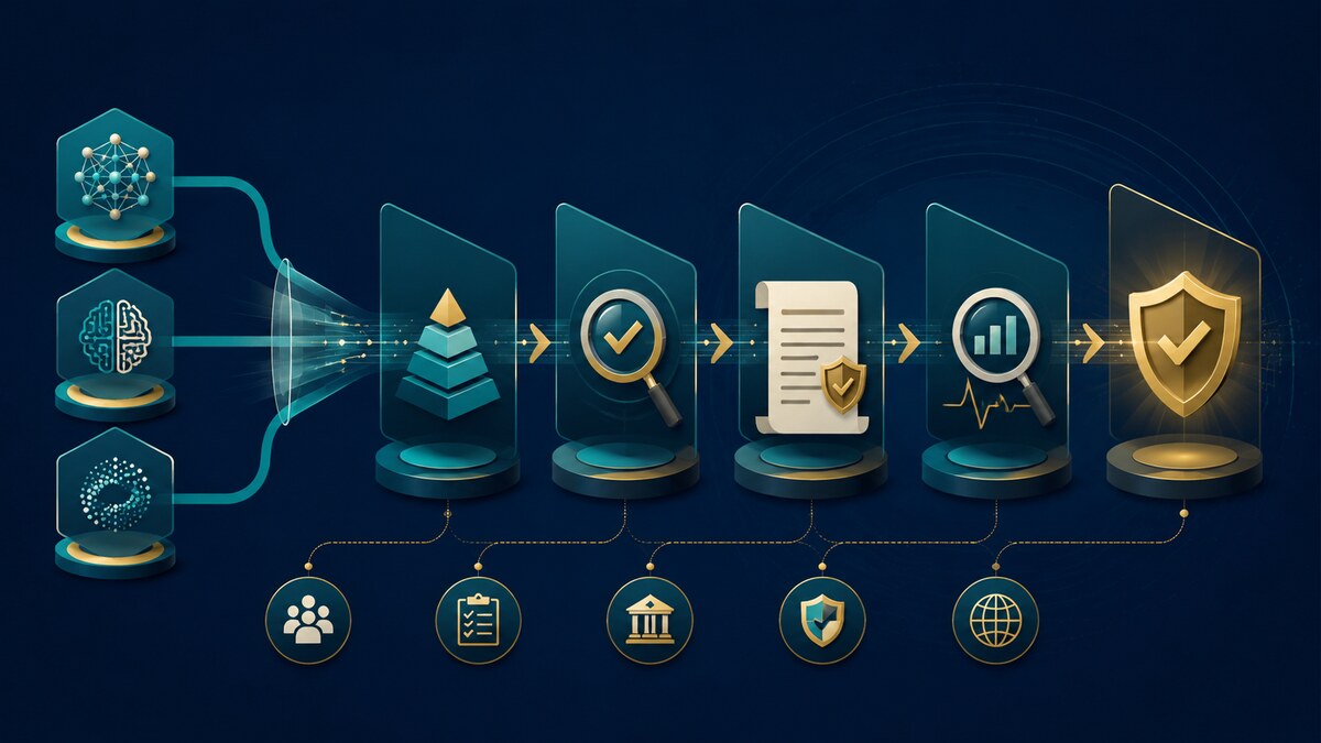 AI Vendor Risk Manager career guide illustration: Evaluating and monitoring the security, privacy, compliance, resilience, and model risks c