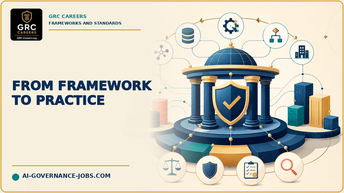 An enterprise governance hub connects data, workflows, business units, legal review, and assurance.