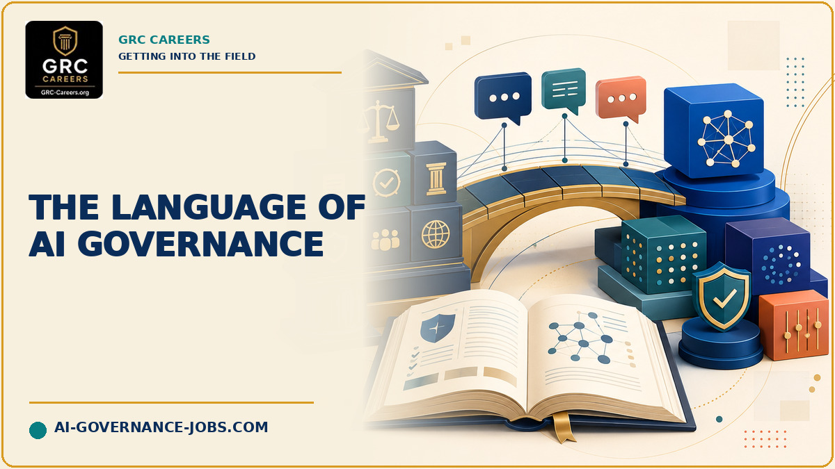 A bridge connects established governance institutions, policy books, and AI systems.