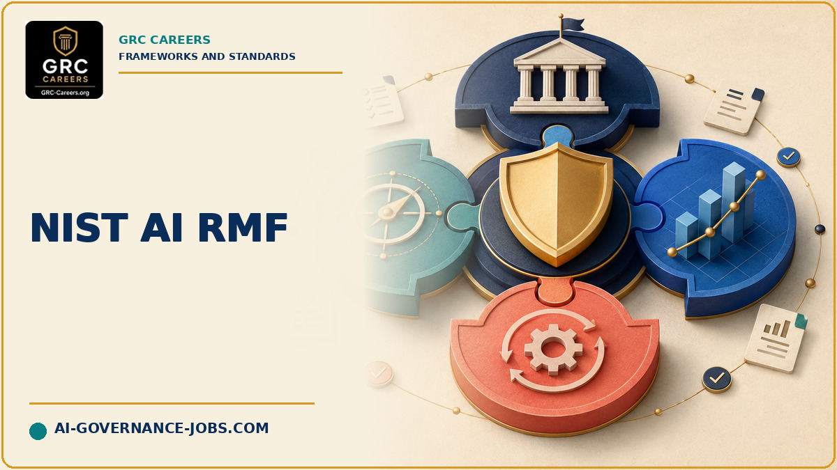 Four connected risk-management modules orbit a central governance shield.