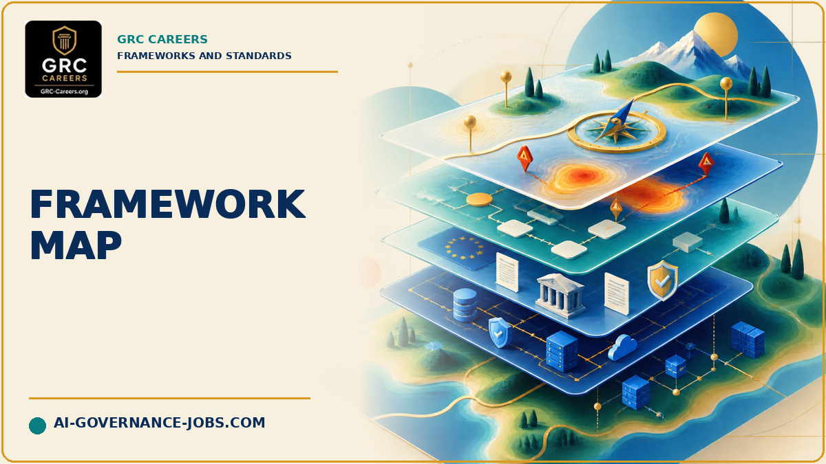 Layered maps connect AI infrastructure, legal duties, risk controls, and monitoring.